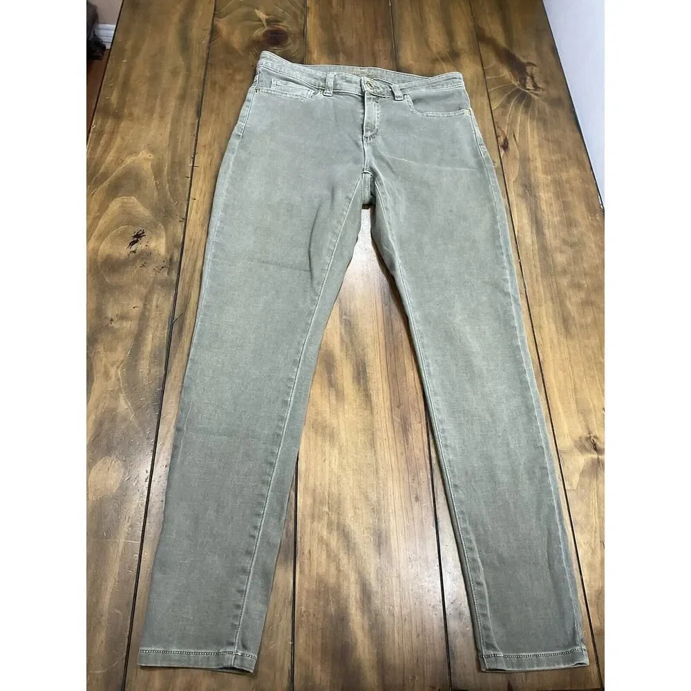 Michael Kors Izzy Skinny Womens Sz 6 Ankle Jeans Mid Rise Ivy Green Cotton Pants